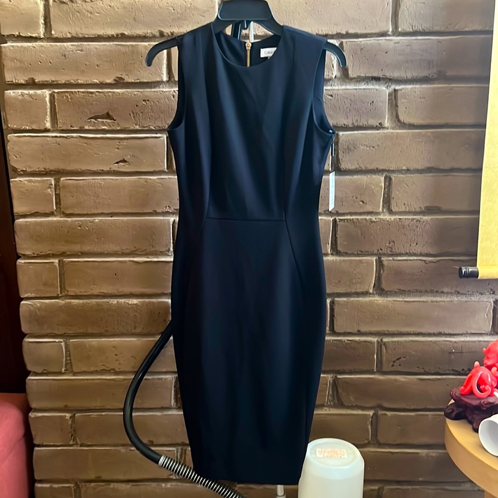 Calvin Klein Sleeveless Black Fitted Sheath